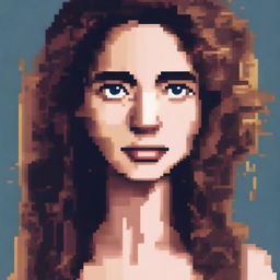 A pixel art portrait of a woman