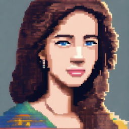 A pixel art portrait of a woman