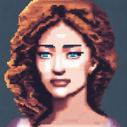 A pixel art portrait of a woman