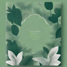 Create an elegant and mysterious book cover with a predominant green color scheme, featuring lush and detailed plant life