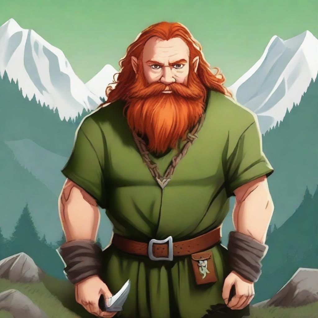 Create a book cover for a novel featuring a Mountain Dwarf druid