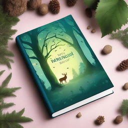 Create a captivating book cover featuring an enchanting woodland scene