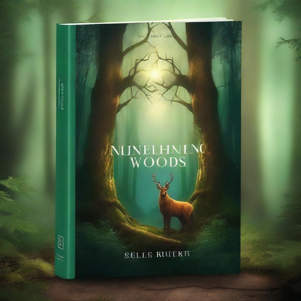 Design a book cover titled 'Enchanting Whispers of the Woods'