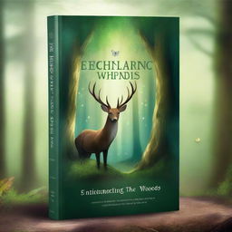 Design a book cover titled 'Enchanting Whispers of the Woods'