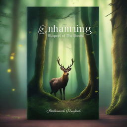 Design a book cover titled 'Enchanting Whispers of the Woods'