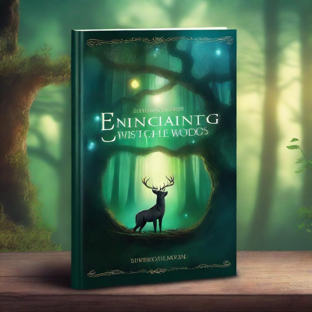 Create a book cover for 'Enchanting Whispers of the Woods'