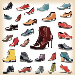 A creative and artistic depiction of shoes, focusing on their design and style