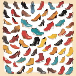 A creative and artistic depiction of shoes, focusing on their design and style