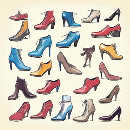 A creative and artistic depiction of shoes, focusing on their design and style