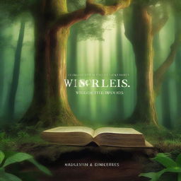 Create a picture of a book cover titled 'Enchanting Whispers of the Woods'