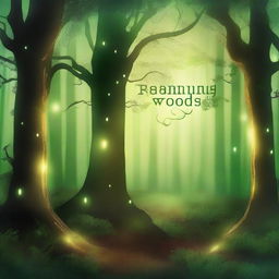 Design a book cover titled 'Enchanting Mysterious Woods'