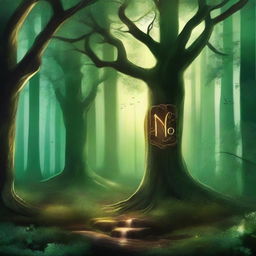 Design a book cover titled 'Enchanting Mysterious Woods'