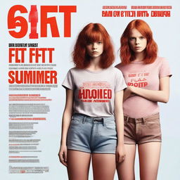 Create a movie poster titled '6 Ft Under Summer' with all red text at the top of the poster