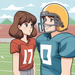 A quarterback player wearing jersey number 17 with brown hair is standing on a football field