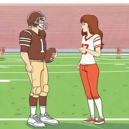 A quarterback player wearing jersey number 17 with brown hair is standing on a football field