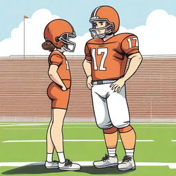 A quarterback player with brown hair, wearing jersey number 17, stands confidently on a football field