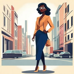 A stylized depiction of a petite woman who is 4 foot 11 inches tall with a firm figure