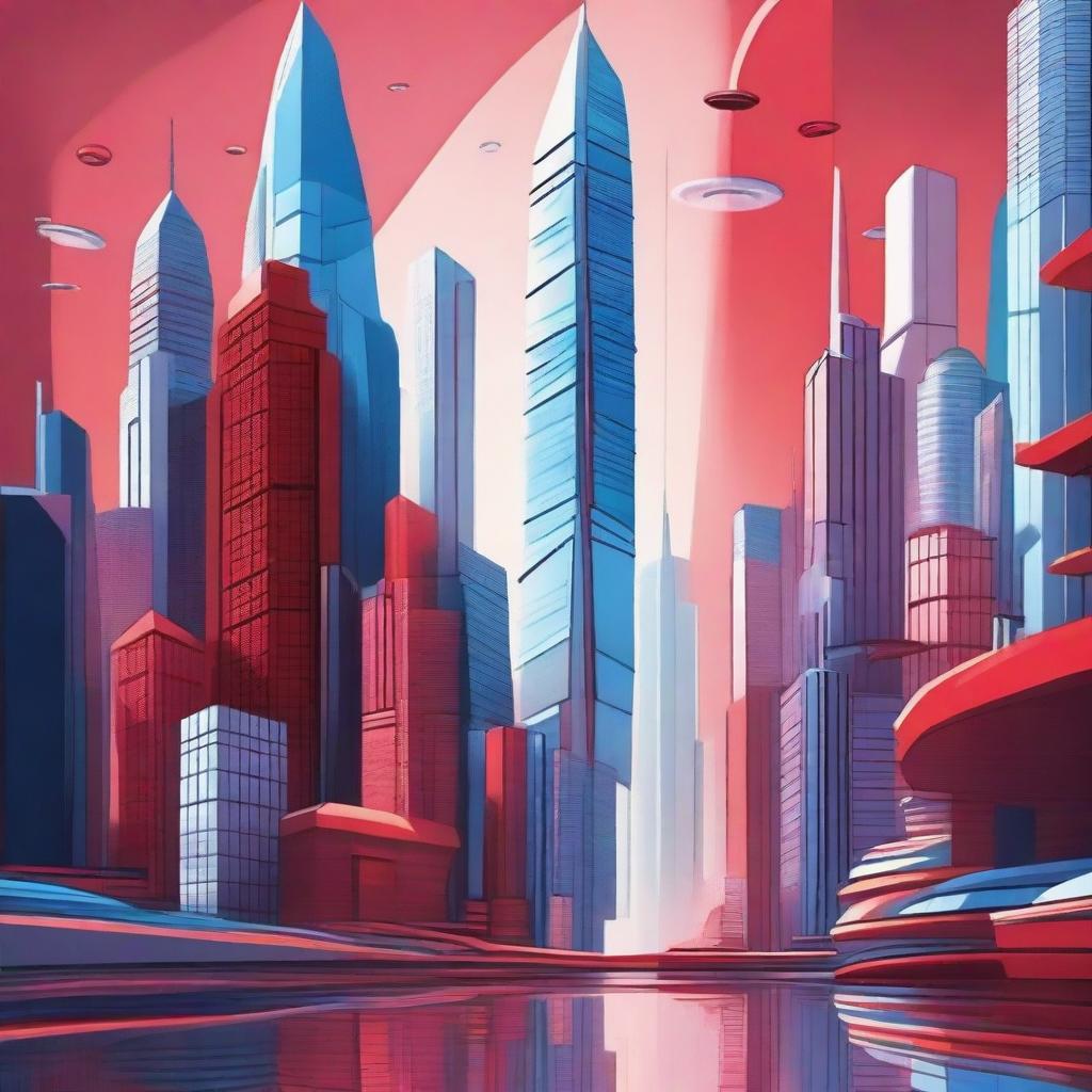 A futuristic cityscape on Earth under a single global government, showcasing cosmopolitanism and metamodern architecture