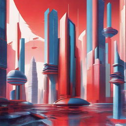 A futuristic cityscape on Earth under a single global government, showcasing cosmopolitanism and metamodern architecture