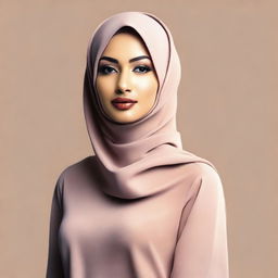 A beautiful woman wearing a hijab, depicted in a stylish and elegant manner