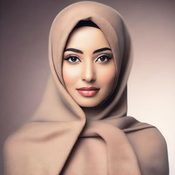 A beautiful woman wearing a hijab, depicted in a stylish and elegant manner