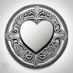 A round medallion with an engraved heart design