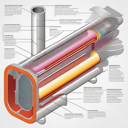 A detailed illustration of heat exchangers, showing the inner workings and flow of heat between fluids