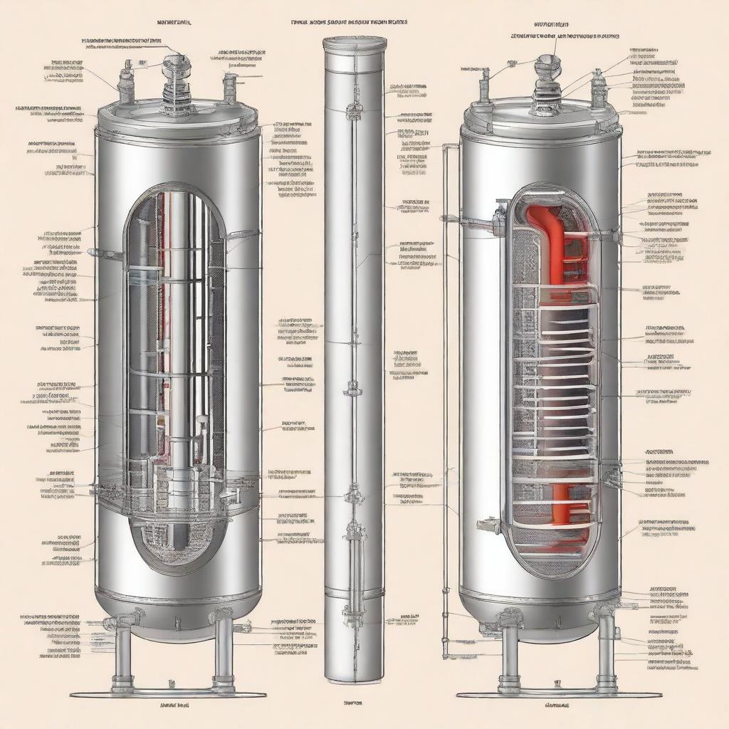 A detailed illustration of heat exchangers, showing the inner workings and flow of heat between fluids