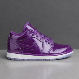 Design an Air Jordan Low sneaker inspired by the rich, shiny, and vibrant colors of very berry jellies, including hints of deep red, purple, and the glossy finish of the jelly.