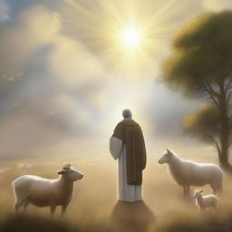 An artistic representation of Psalm 24:10, depicting a serene and divine scene with a heavenly atmosphere