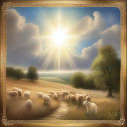 An artistic representation of Psalm 24:10, depicting a serene and divine scene with a heavenly atmosphere