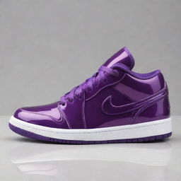 Design an Air Jordan Low sneaker inspired by the rich, shiny, and vibrant colors of very berry jellies, including hints of deep red, purple, and the glossy finish of the jelly.