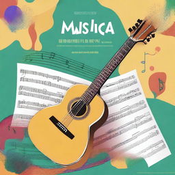 A detailed and visually appealing cover for a music workbook