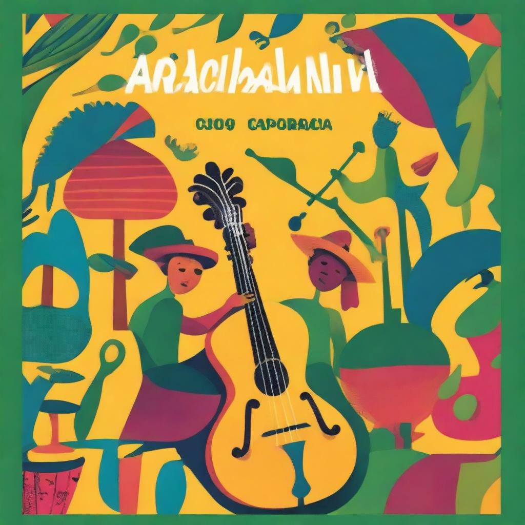 A vibrant and colorful cover for a music book featuring Brazilian themes