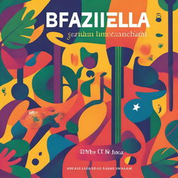 A vibrant and colorful cover for a music book featuring Brazilian themes