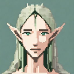 A detailed pixel art representation of an elven face