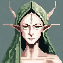 A detailed pixel art representation of an elven face