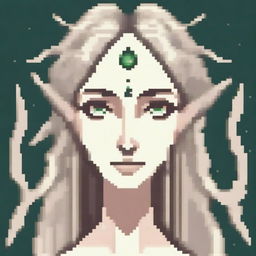 A detailed pixel art representation of an elven face