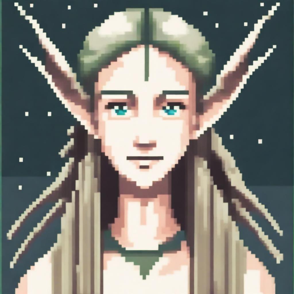 A detailed pixel art portrait of an elf