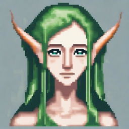 A detailed pixel art portrait of an elf