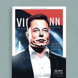 Create a book cover titled 'O Visionário do Século XXI: A Jornada de Elon Musk'