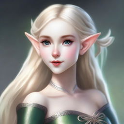 A detailed portrait of an elf with blonde hair holding a bow