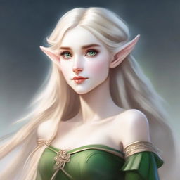 A detailed portrait of an elf with blonde hair holding a bow