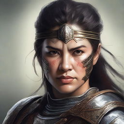 A detailed portrait of a female warrior