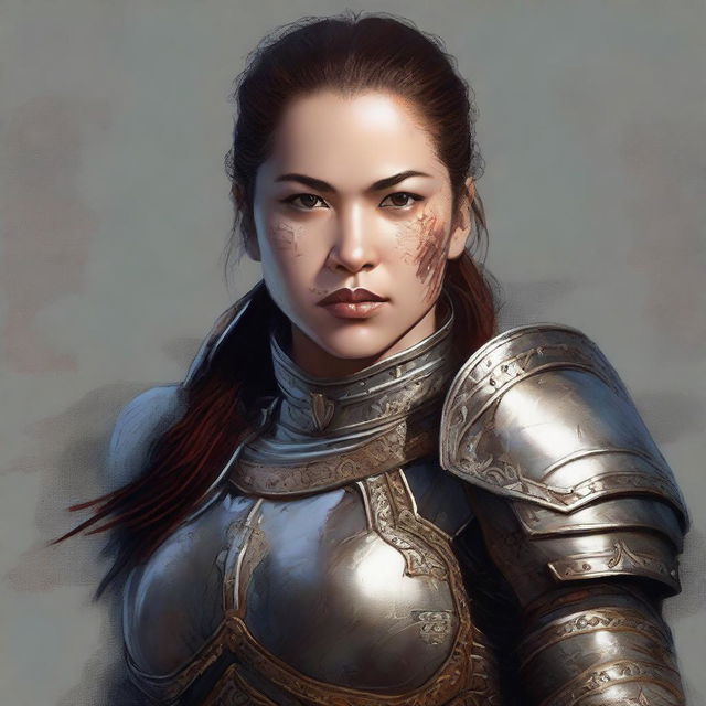 A detailed portrait of a female warrior