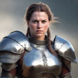 A detailed portrait of a European female warrior