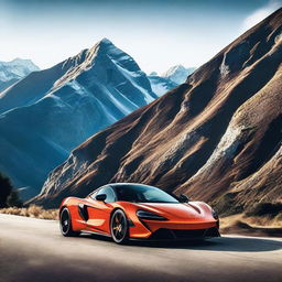 A high-resolution image of a sleek McLaren sports car, showcasing its aerodynamic design and vibrant color