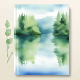 Create a watercolor painting of a serene lakeside scene, perfect for a book cover