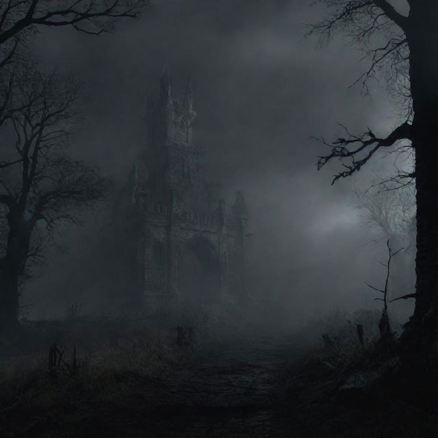 A hauntingly atmospheric, 1920x1080 resolution background image evoking a dark, souls-like ambiance for a game title screen.