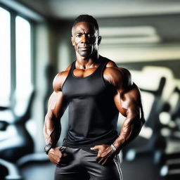 Create an image of a black fitness trainer